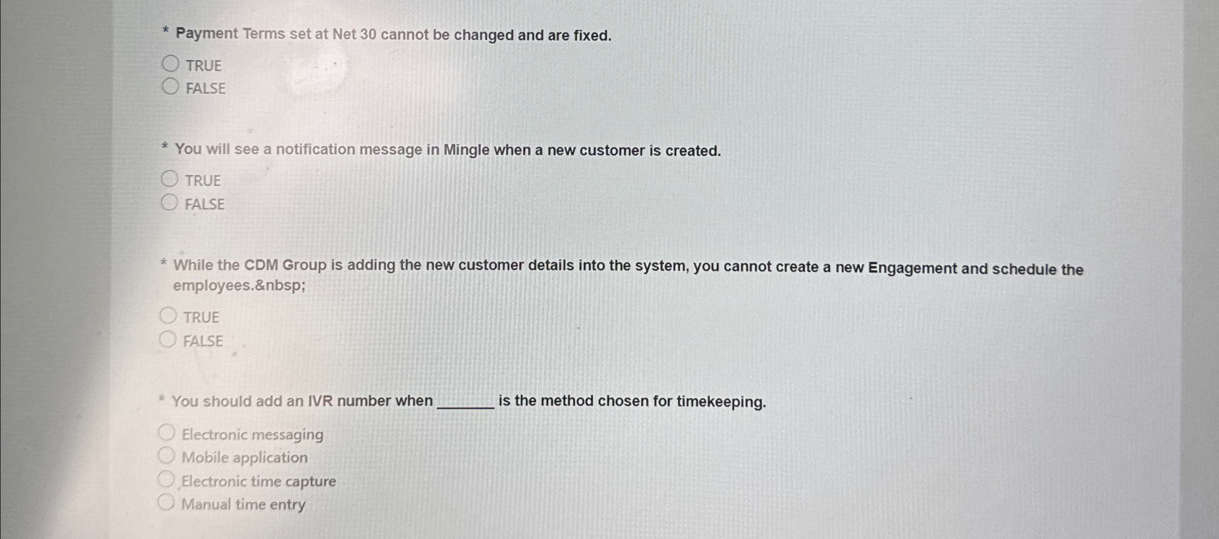  Payment Terms set at Net 30 cannot be changed and are