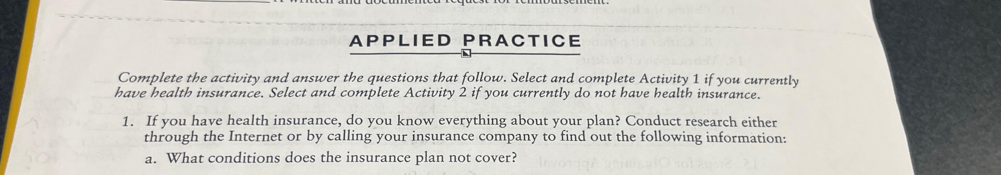  APPLIED PRACTICE Complete the activity and answer the questions that follow.