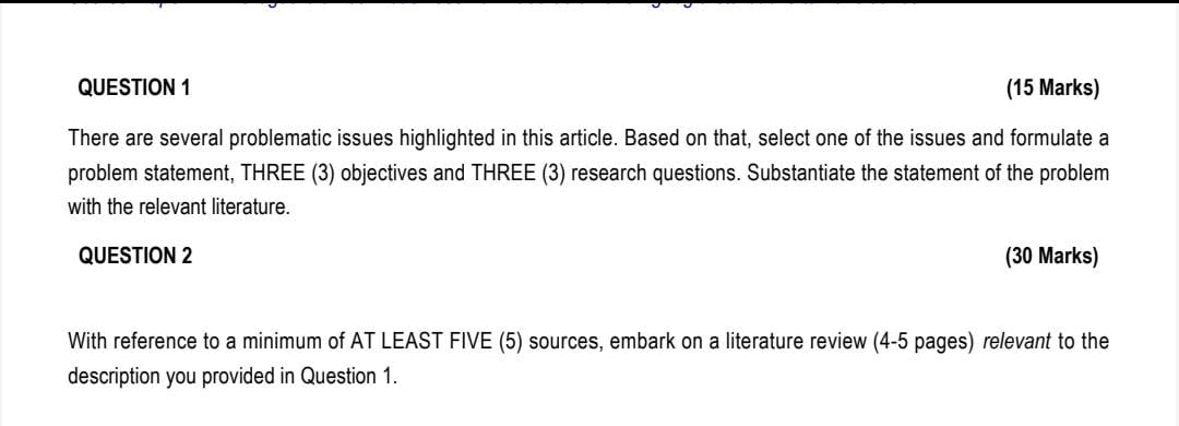  QUESTION 1 (15 Marks) There are several problematic issues highlighted in