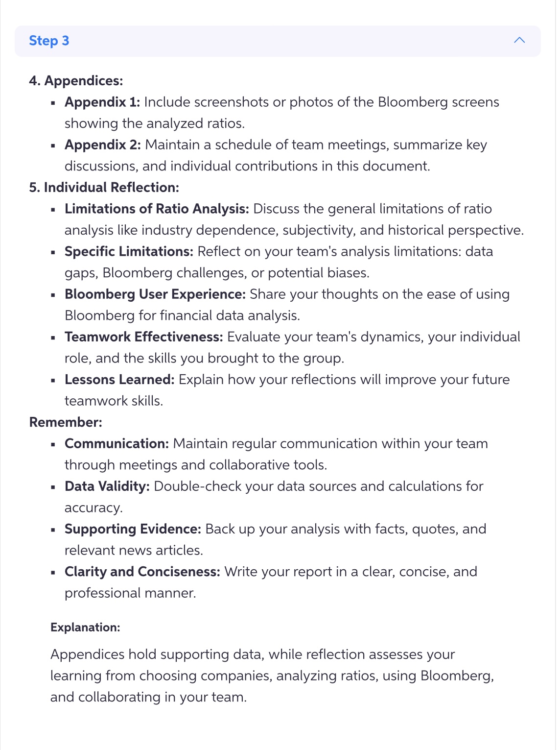  Step 3 Appendices: Appendix 1: Include screenshots or photos of the