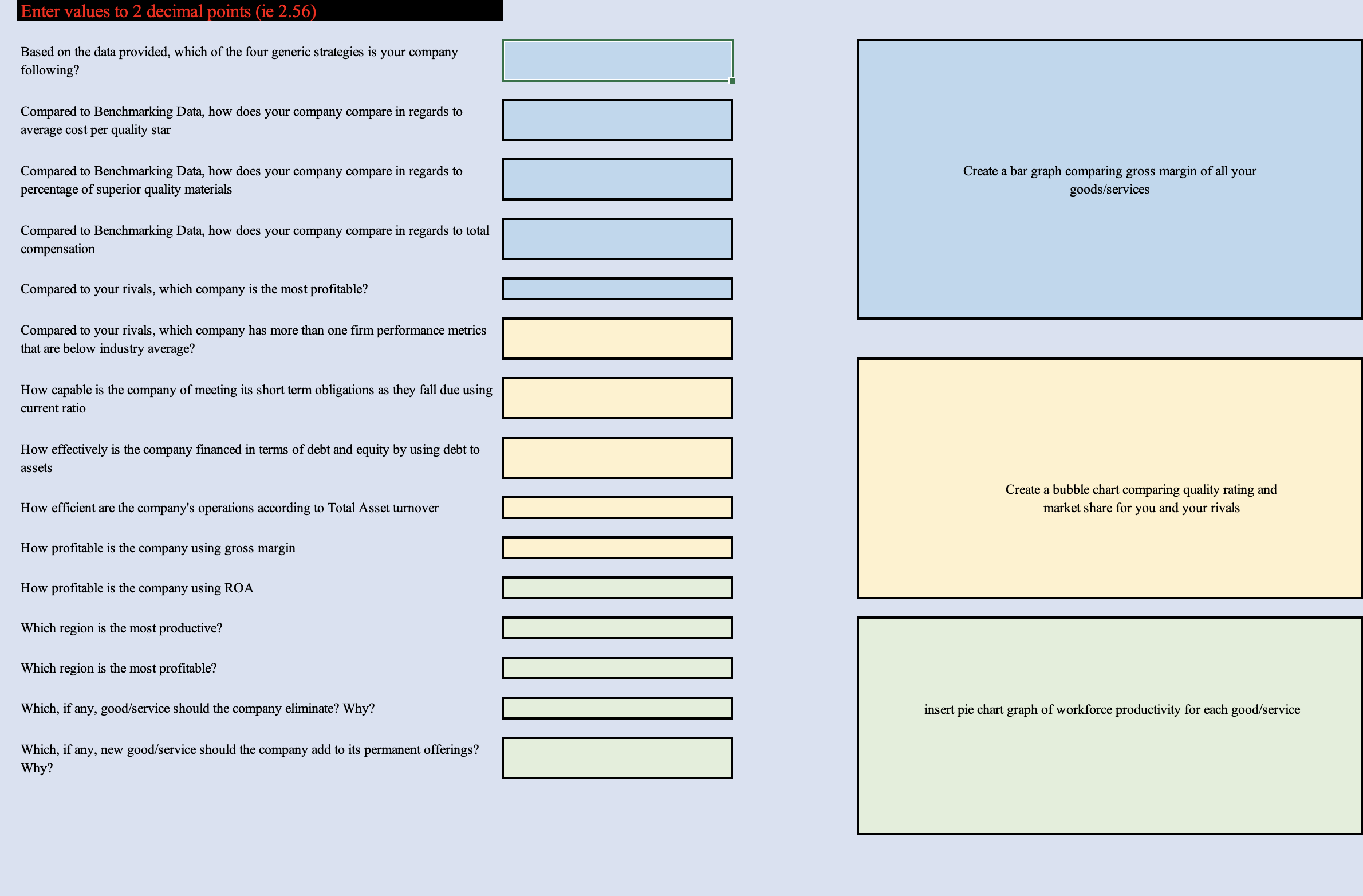  Enter values to 2 decimal points (ie 2.56) Based on the