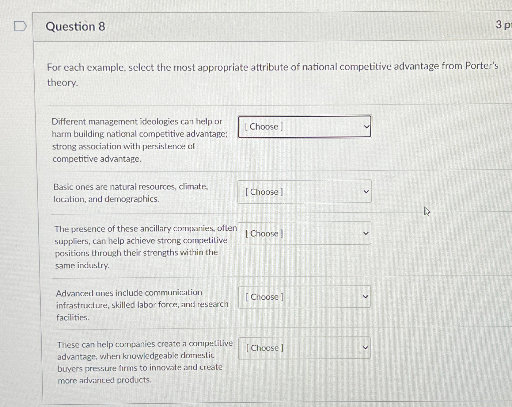  Question 8 For each example, select the most appropriate attribute of