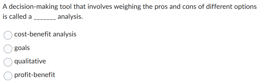  A decision-making tool that involves weighing the pros and cons of