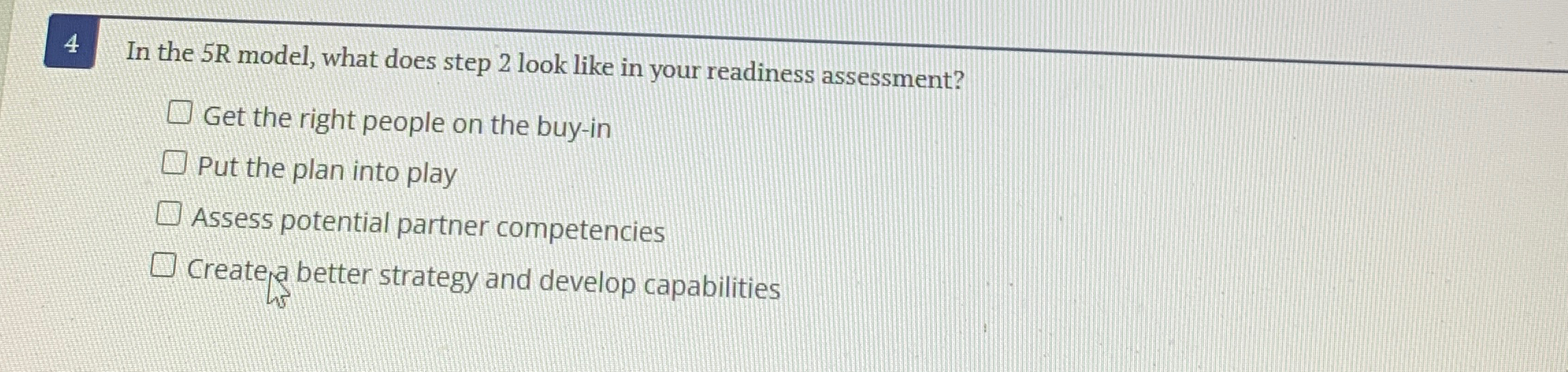  4 In the 5R model, what does step 2 look like