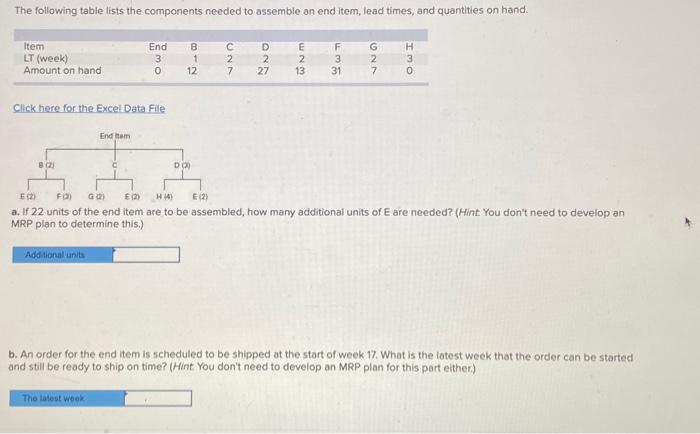  Click here for the Excel Data File a. If 22 units