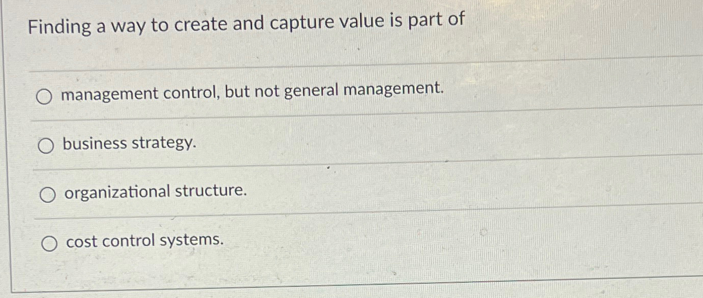  Finding a way to create and capture value is part of