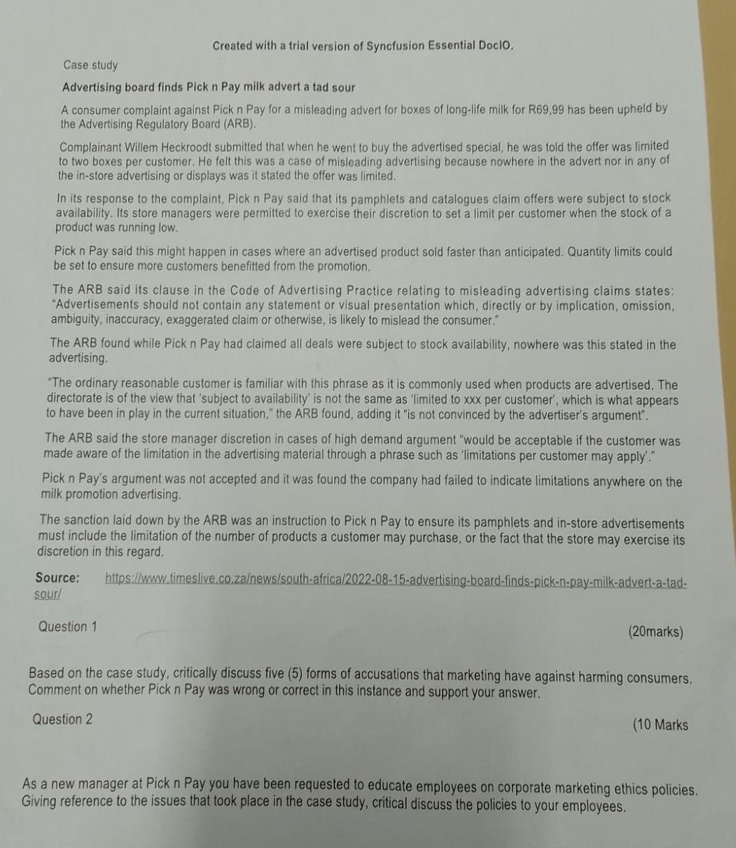  Created with a trial version of Syncfusion Essential DoclO. Case study