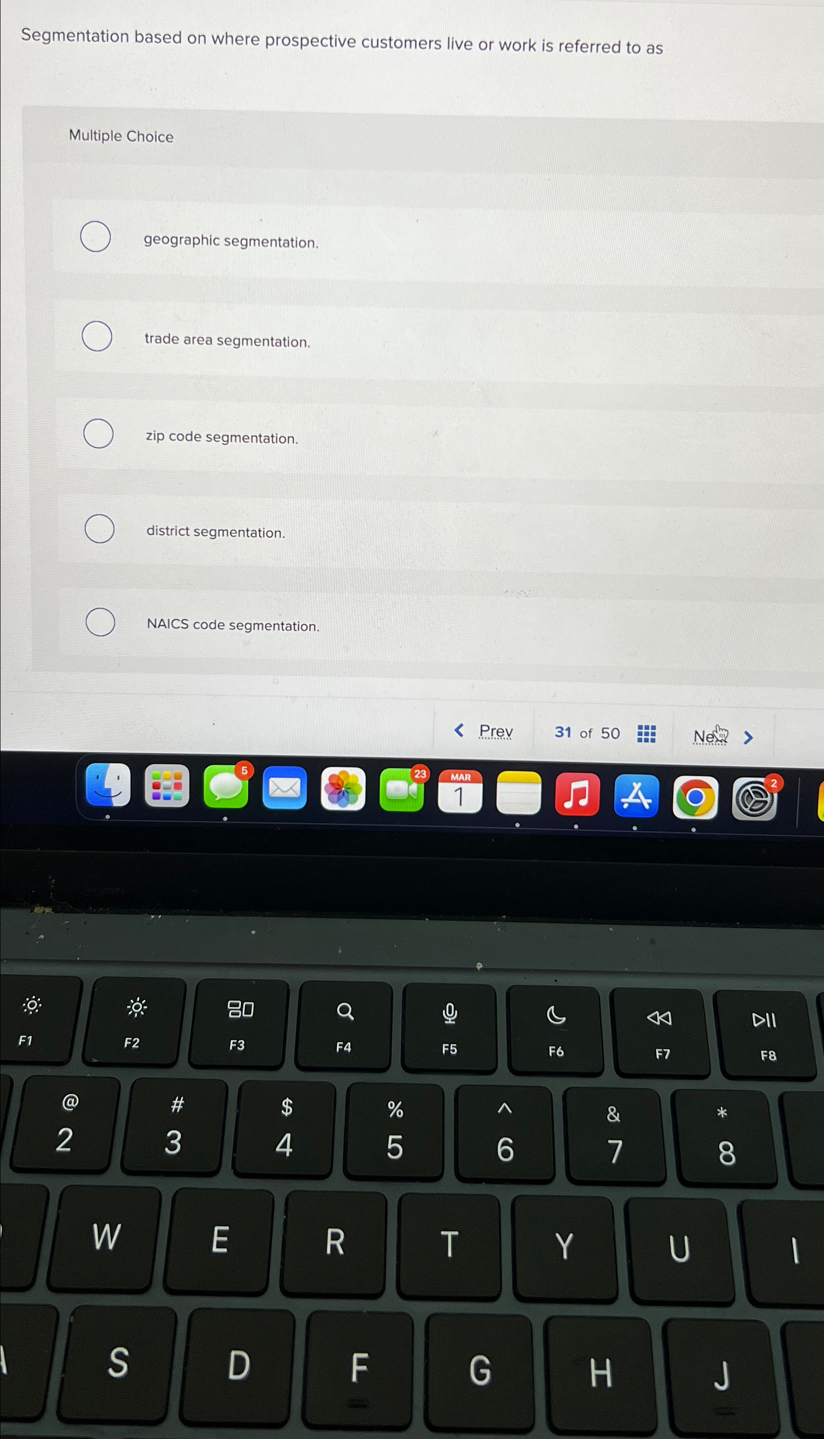 Segmentation based on where prospective customers live or work is referred