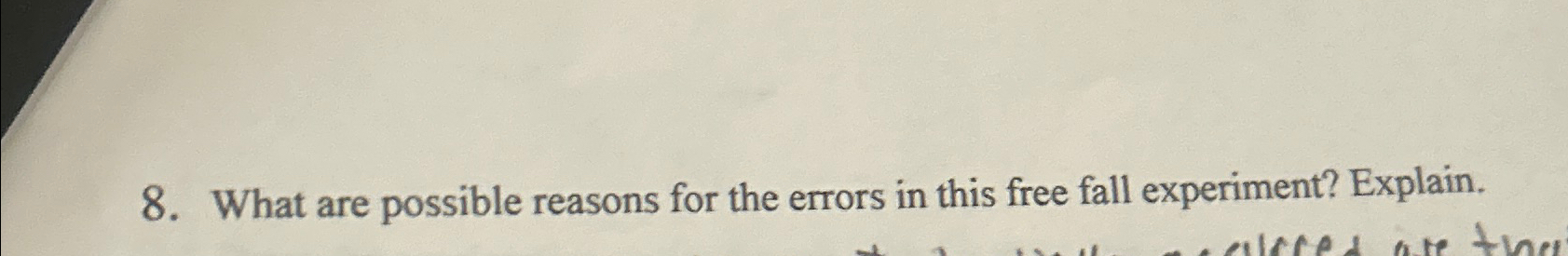  What are possible reasons for the errors in this free fall