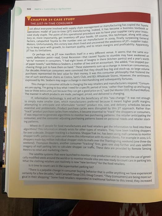please answer 1,2&3 CHAPTER 24 CASE STUDY THEJUST-IN-TIME CONSUMER ust about everyone