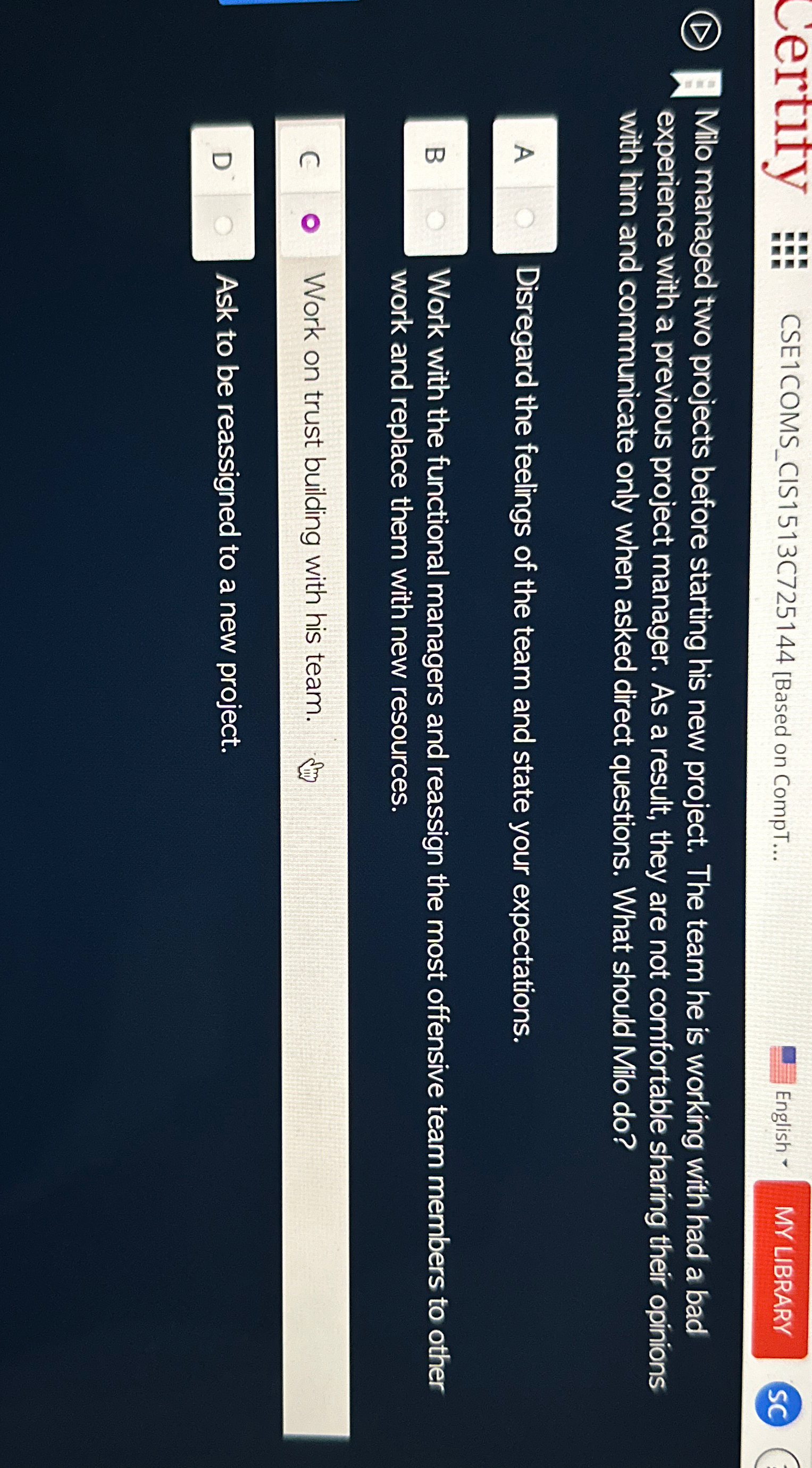  certify in CSE1COMS_CIS1513C725144[Based on CompT... English - (D) Milo managed two