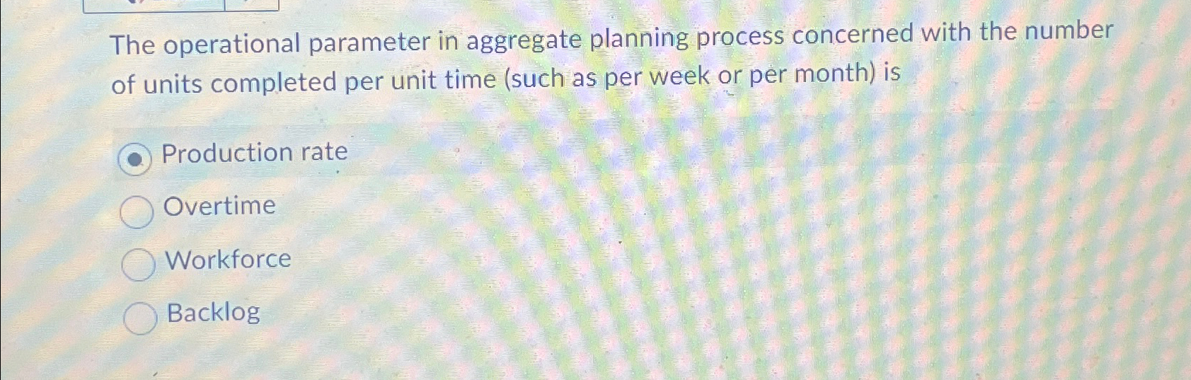  The operational parameter in aggregate planning process concerned with the number