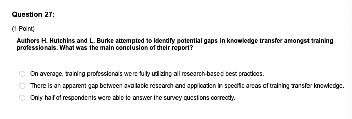  Question 27: (1 Point) Authors H. Hutchins and L. Burke attempted