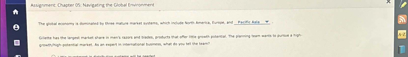  Assignment: Chapter 05: Navigating the Global Environment The global economy is