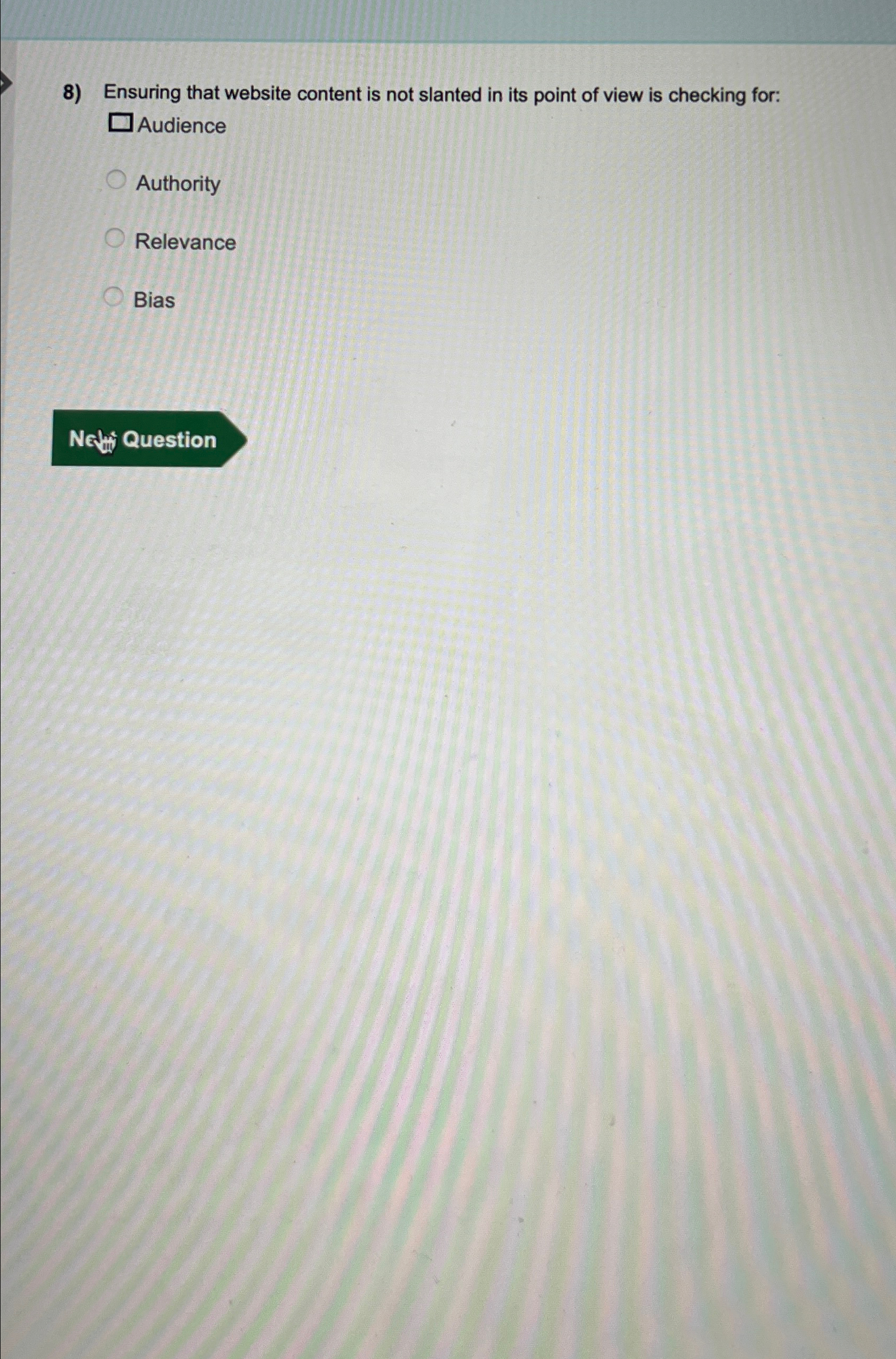  Ensuring that website content is not slanted in its point of