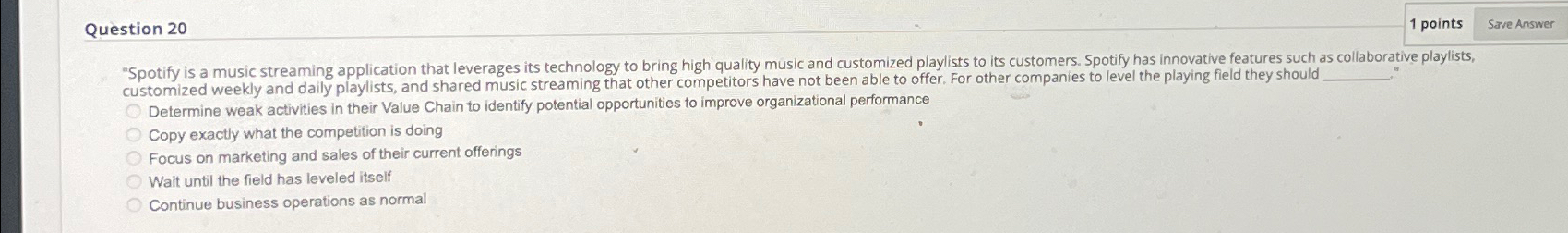  Question 20 1 points customized weekly and daily playlists, and shared