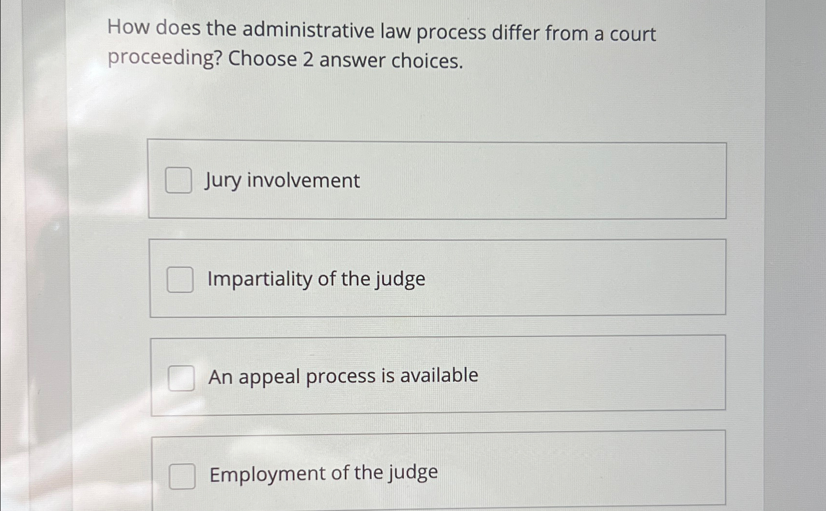  How does the administrative law process differ from a court proceeding?