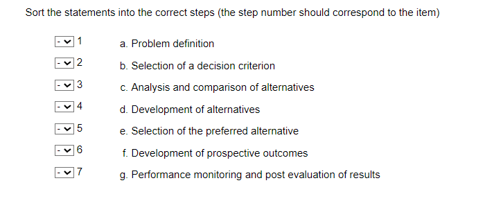  Sort the statements into the correct steps (the step number should