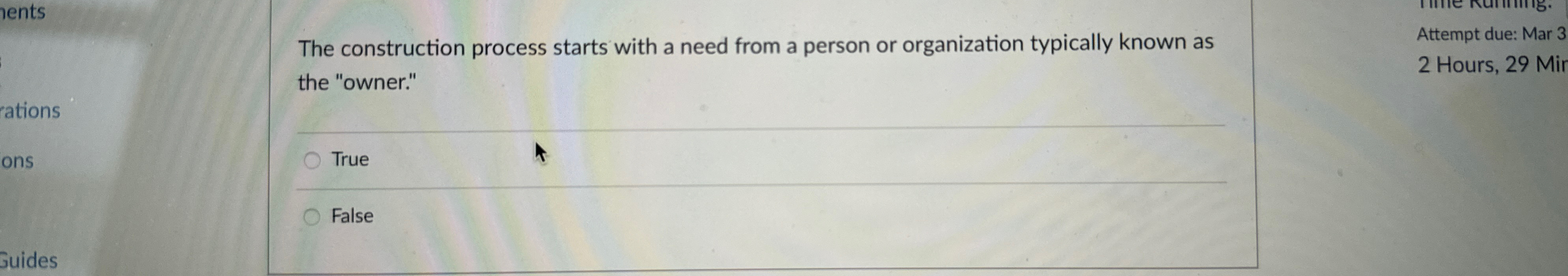  The construction process starts with a need from a person or