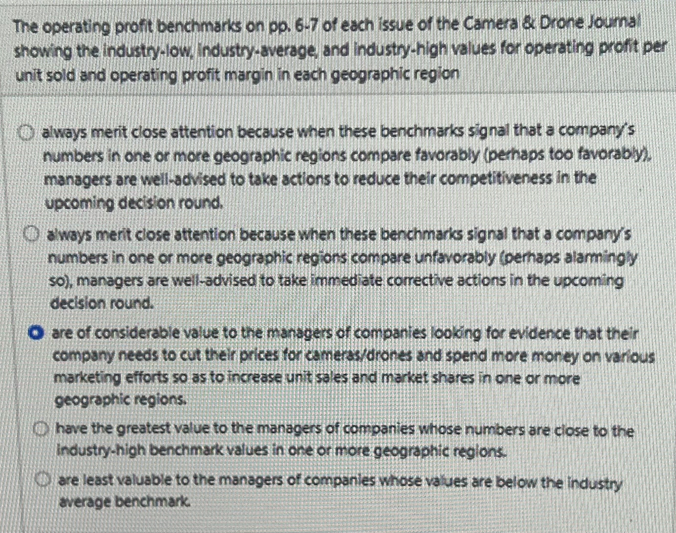  The operating proft benchmarks on pp.6-7 of each issue of the