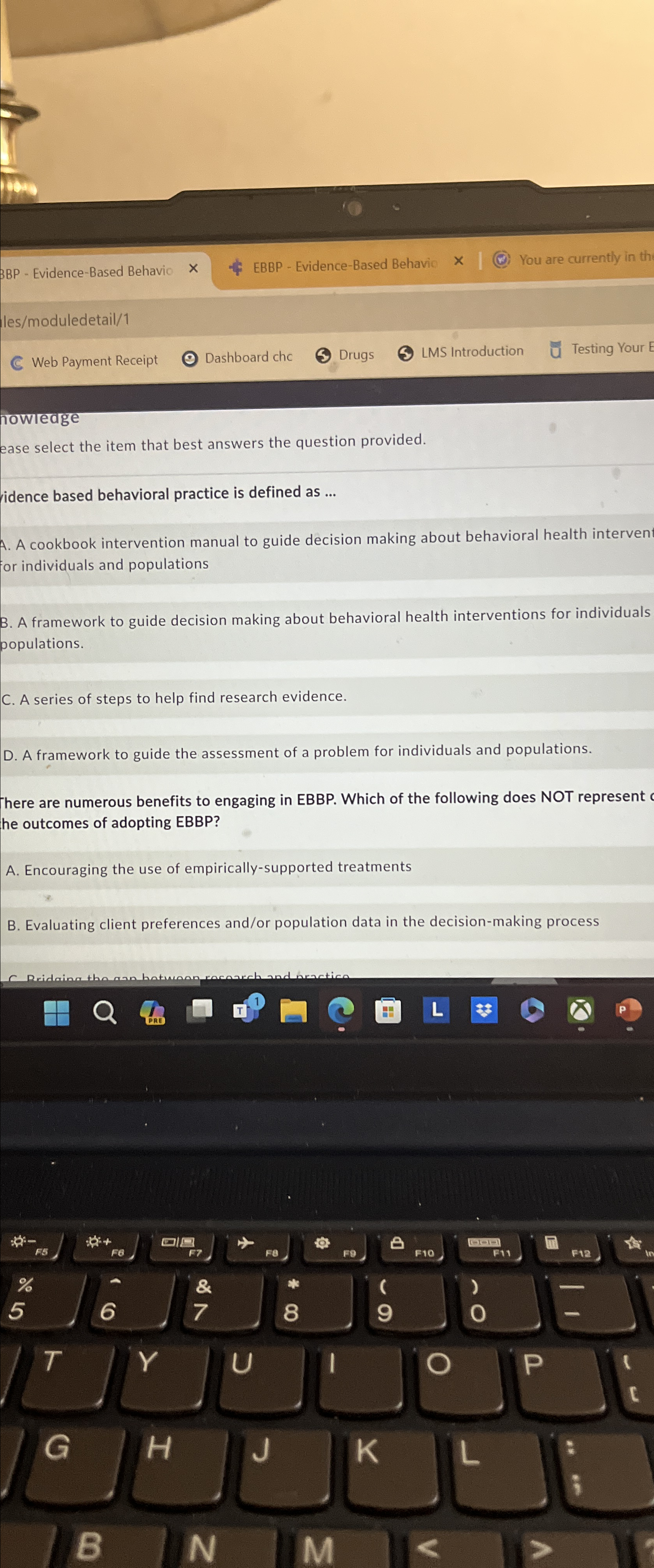  BBP - Evidence-Based Behavio EBBP - Evidence-Based Behavic You are currently