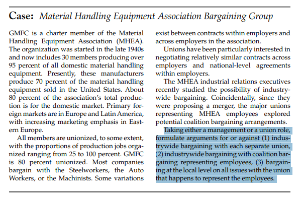  Taking either a management or a union role, formulate arguments for