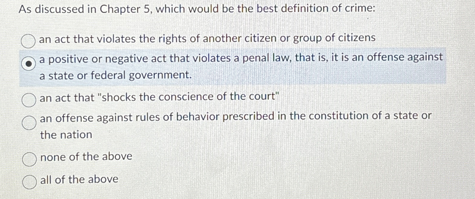  As discussed in Chapter 5, which would be the best definition