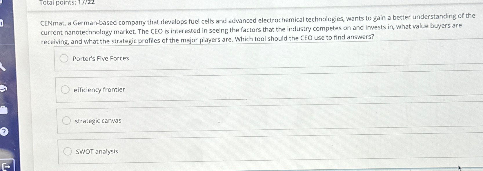  Total points: 1722 CENmat, a German-based company that develops fuel cells