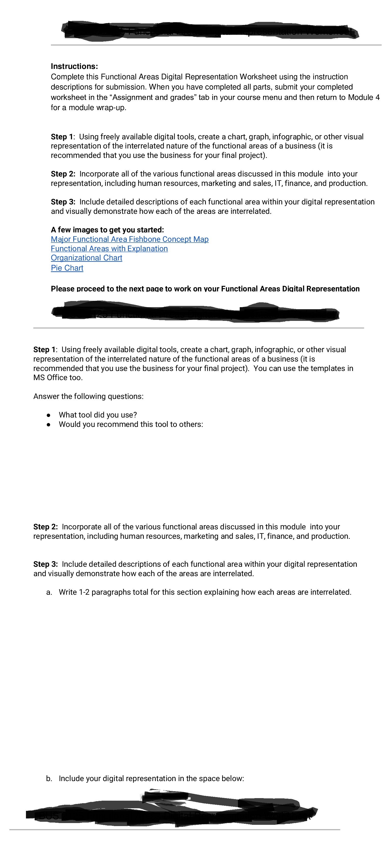  Instructions: Complete this Functional Areas Digital Representation Worksheet using the instruction