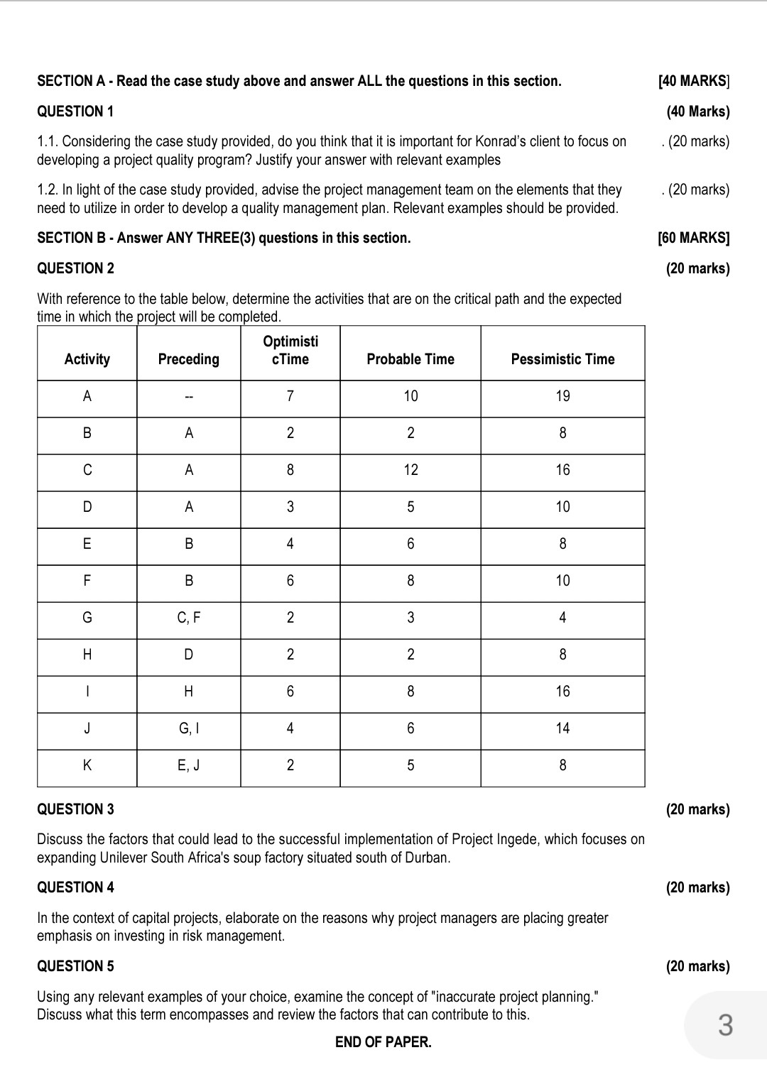  SECTION A - Read the case study above and answer ALL