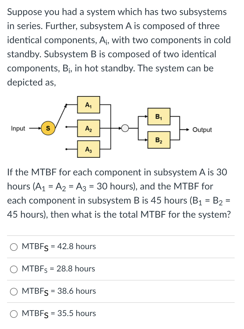 with 2 of those components in cold standby, as depicted in the