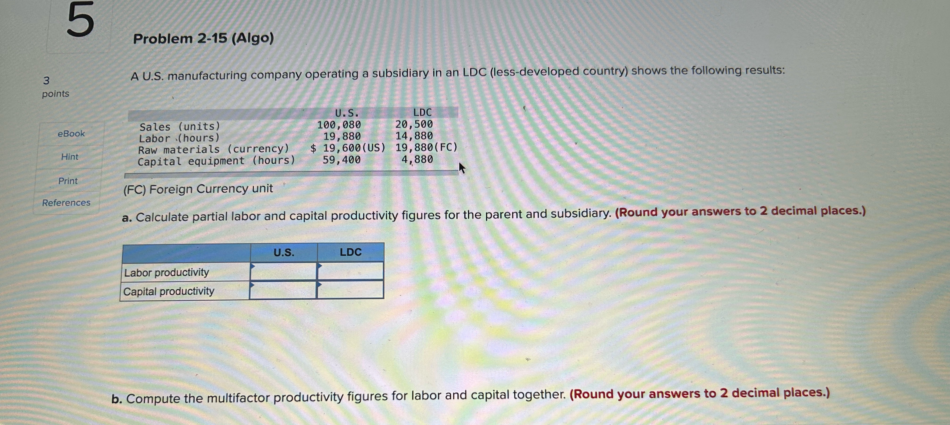  Problem 2-15(Algo) 3 A U.S. manufacturing company operating a subsidiary in