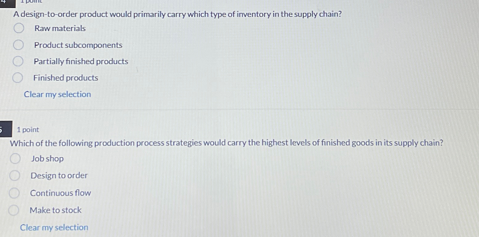  A design-to-order product would primarily carry which type of inventory in