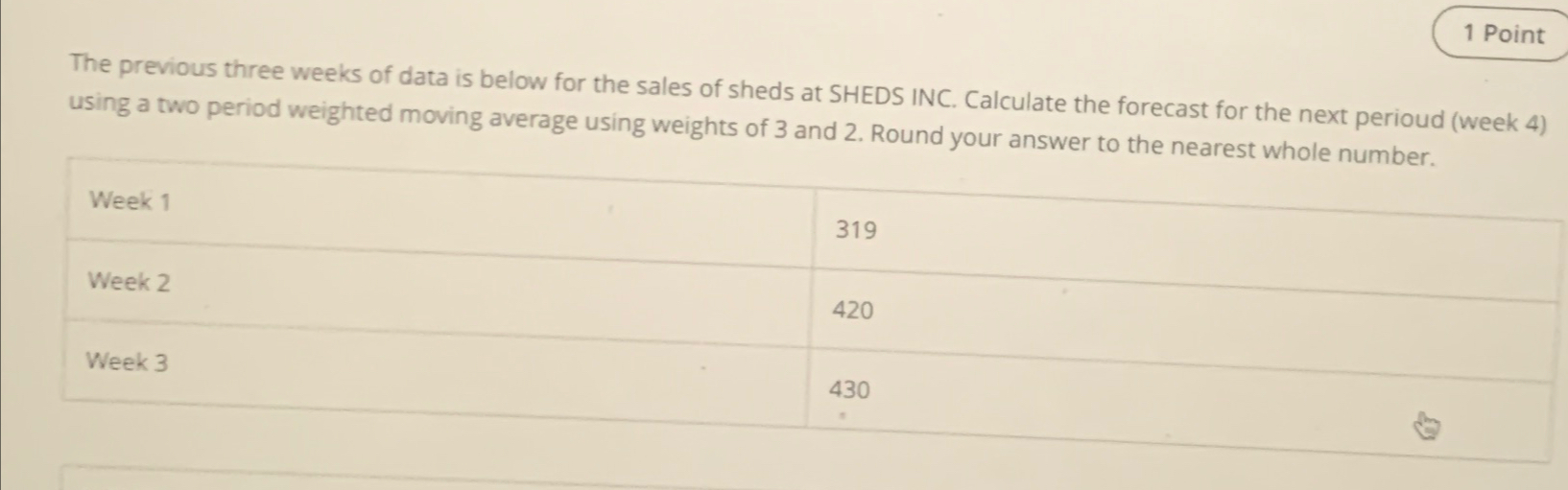  The previous three weeks of data is below for the sales