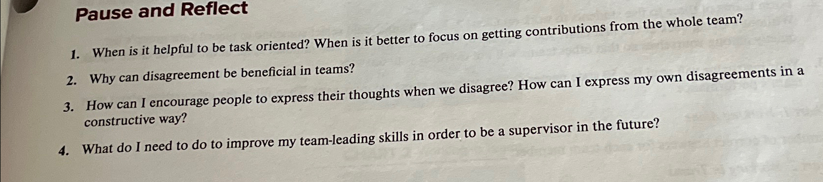  Pause and Reflect When is it helpful to be task oriented?