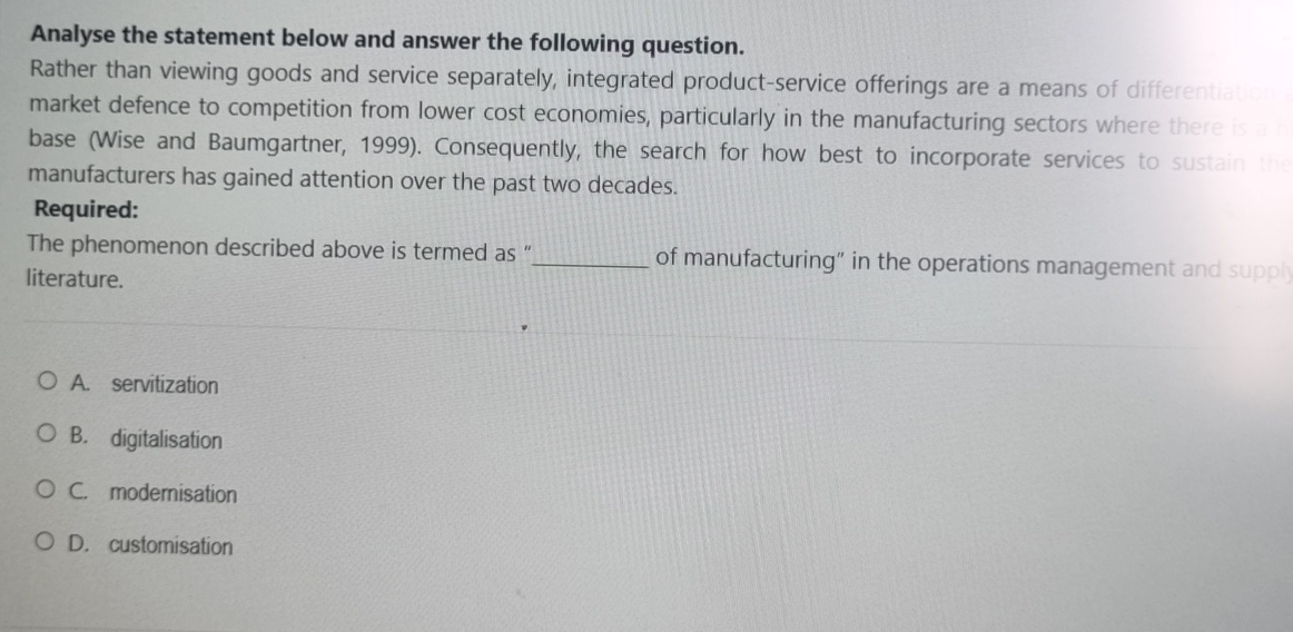  Analyse the statement below and answer the following question. Rather than