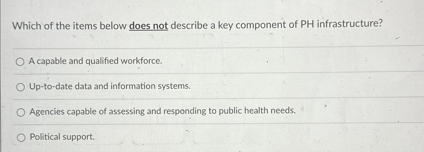  Which of the items below does not describe a key component