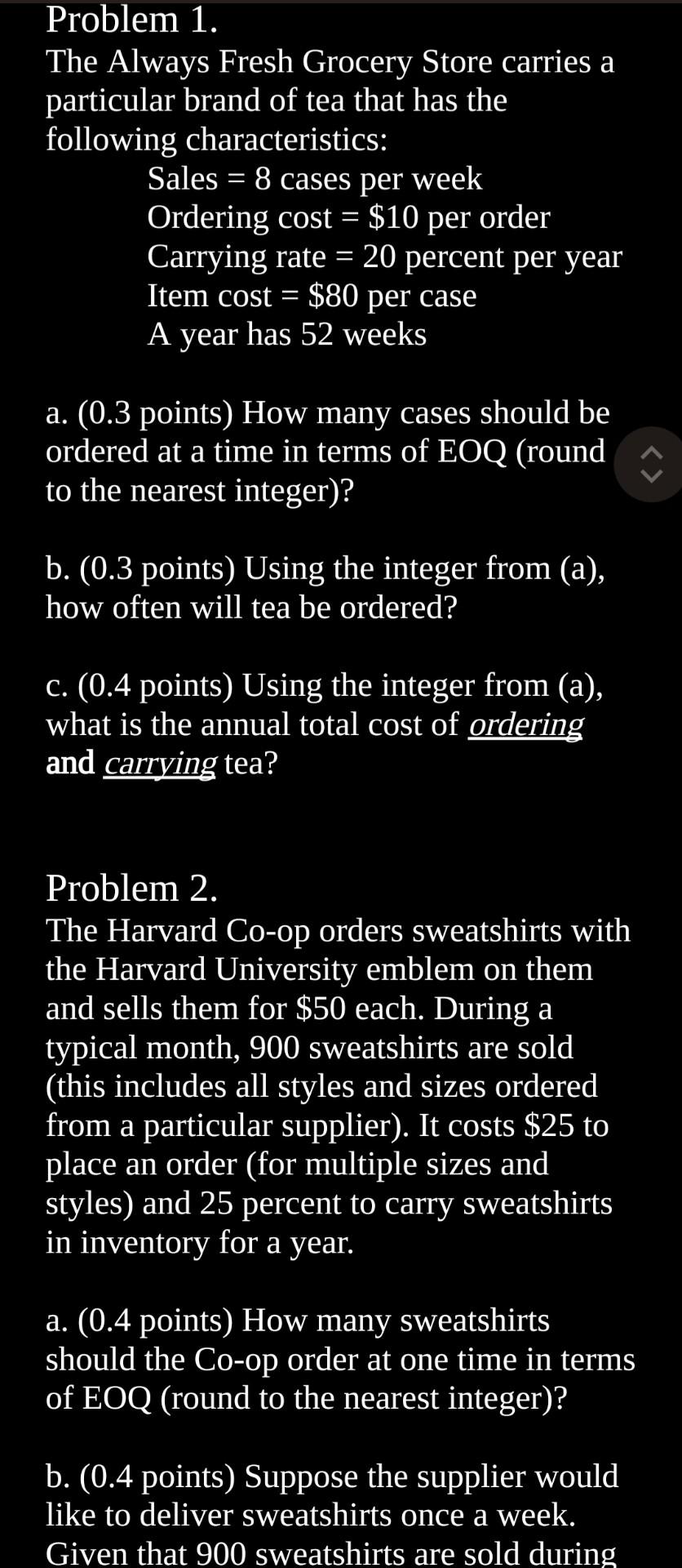  Problem 1. The Always Fresh Grocery Store carries a particular brand