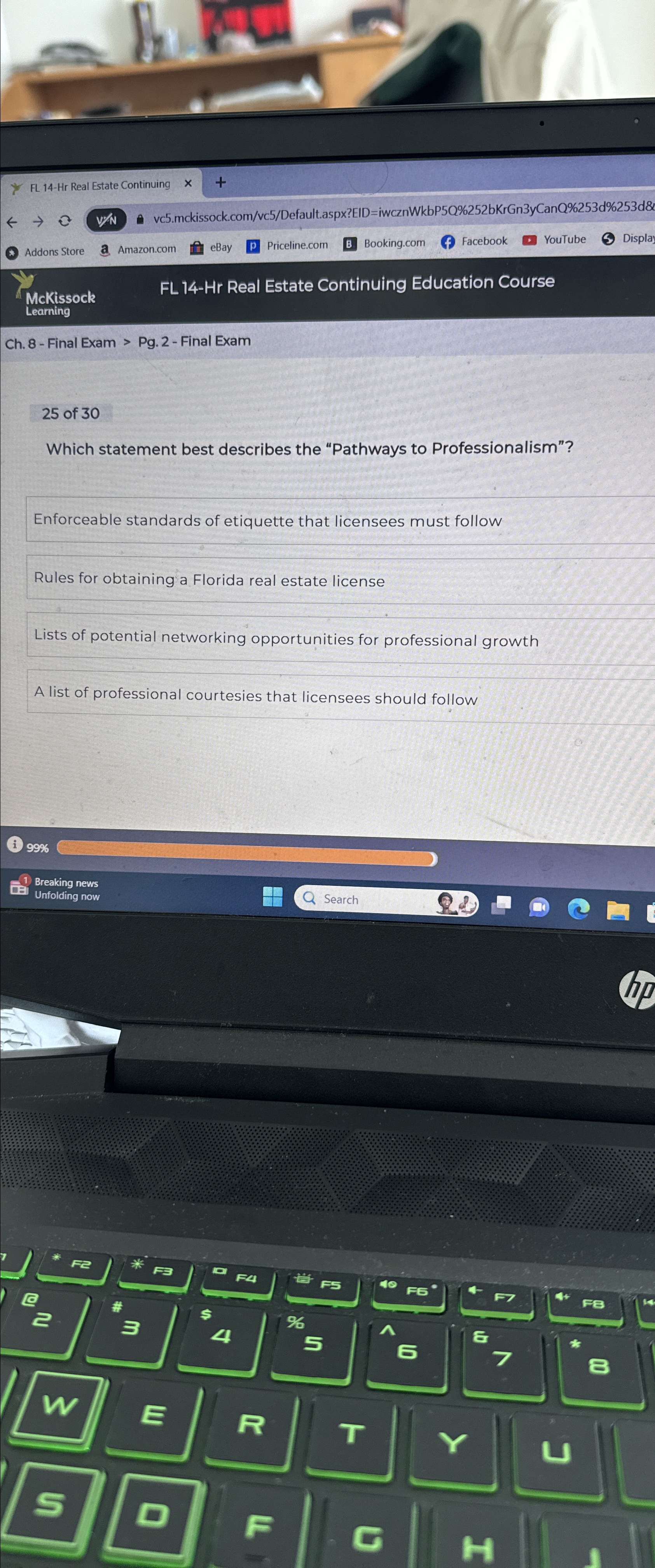  Ch.8- Final Exam > Pg.2- Final Exam 25 of 30 Which