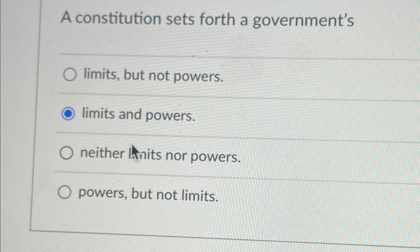  A constitution sets forth a government's limits, but not powers. limits