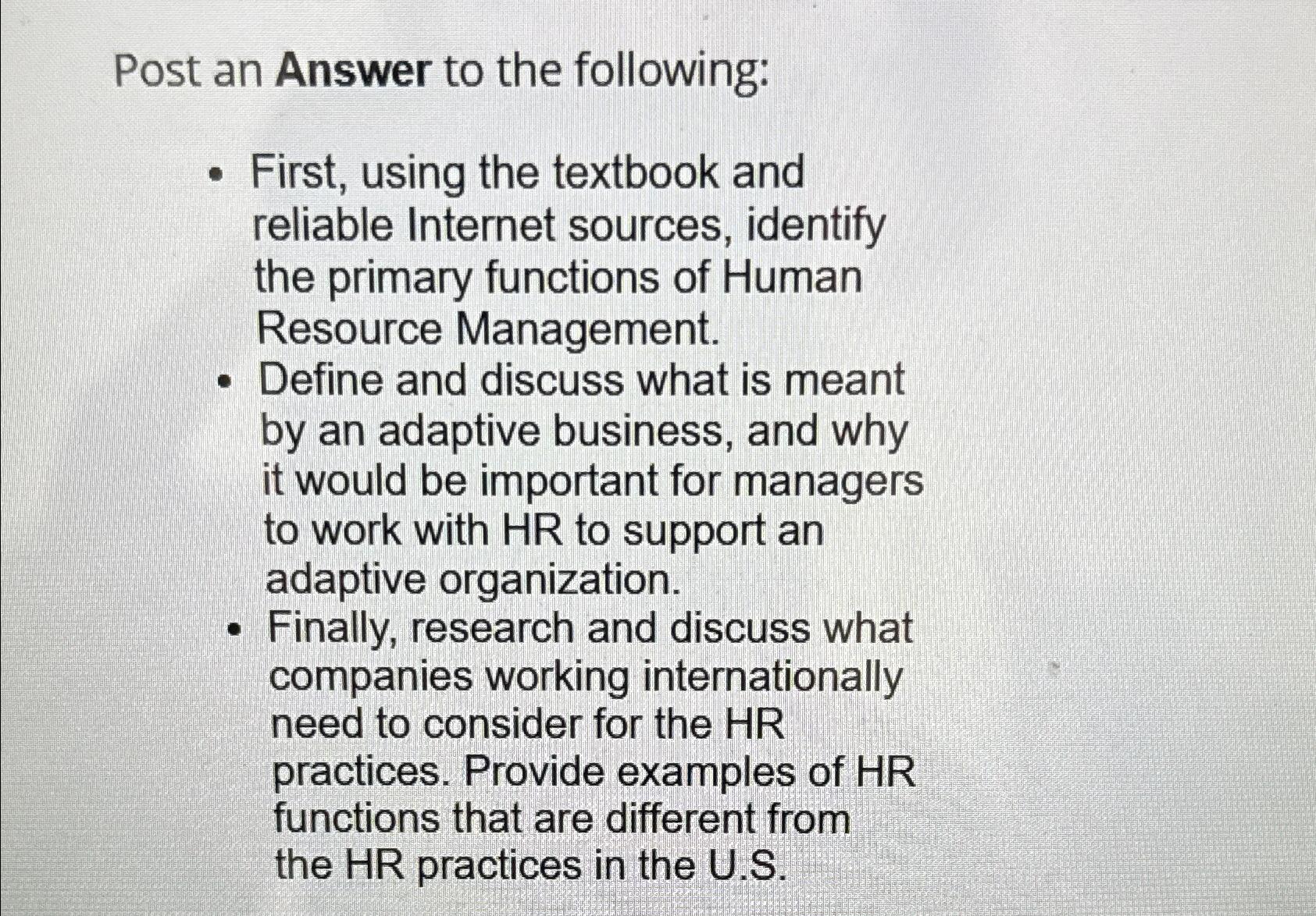  Post an Answer to the following: First, using the textbook and