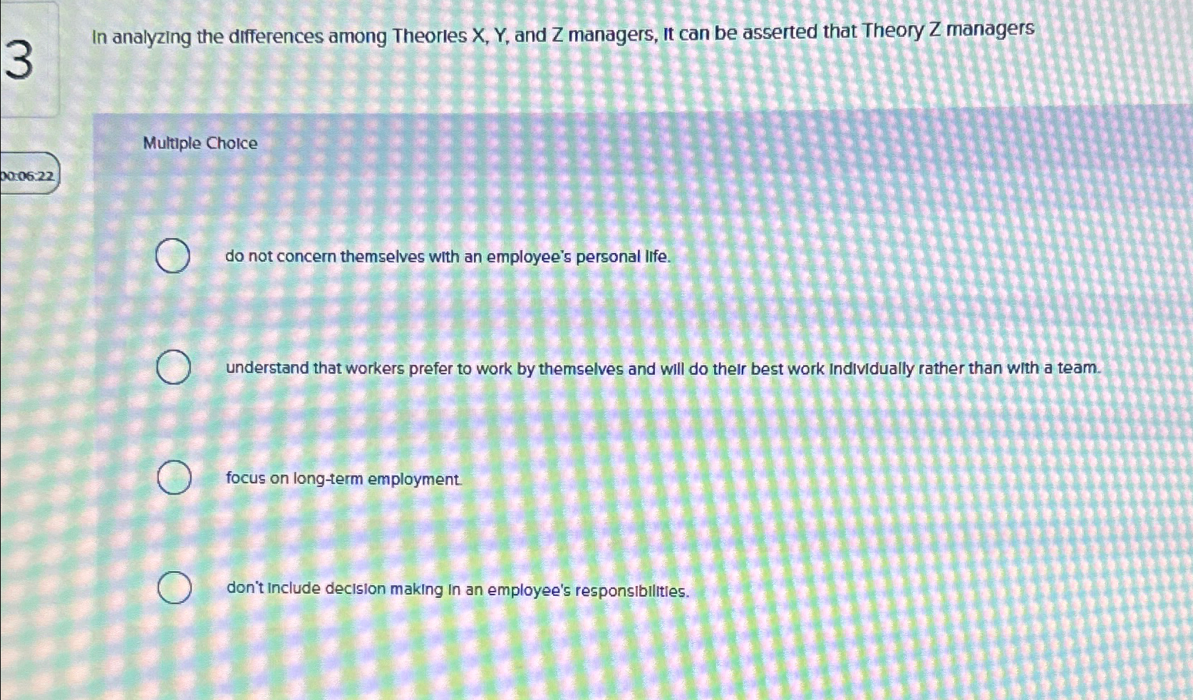  In analyzing the differences among Theorles x,Y, and Z managers, it