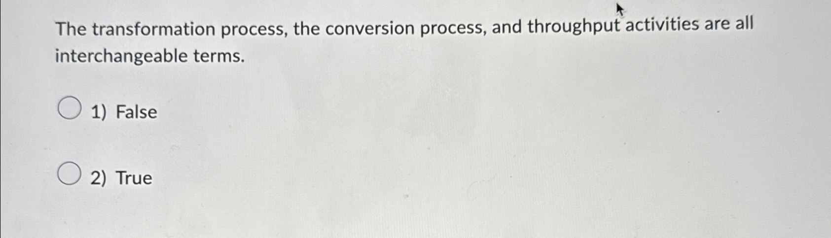  The transformation process, the conversion process, and throughput activities are all