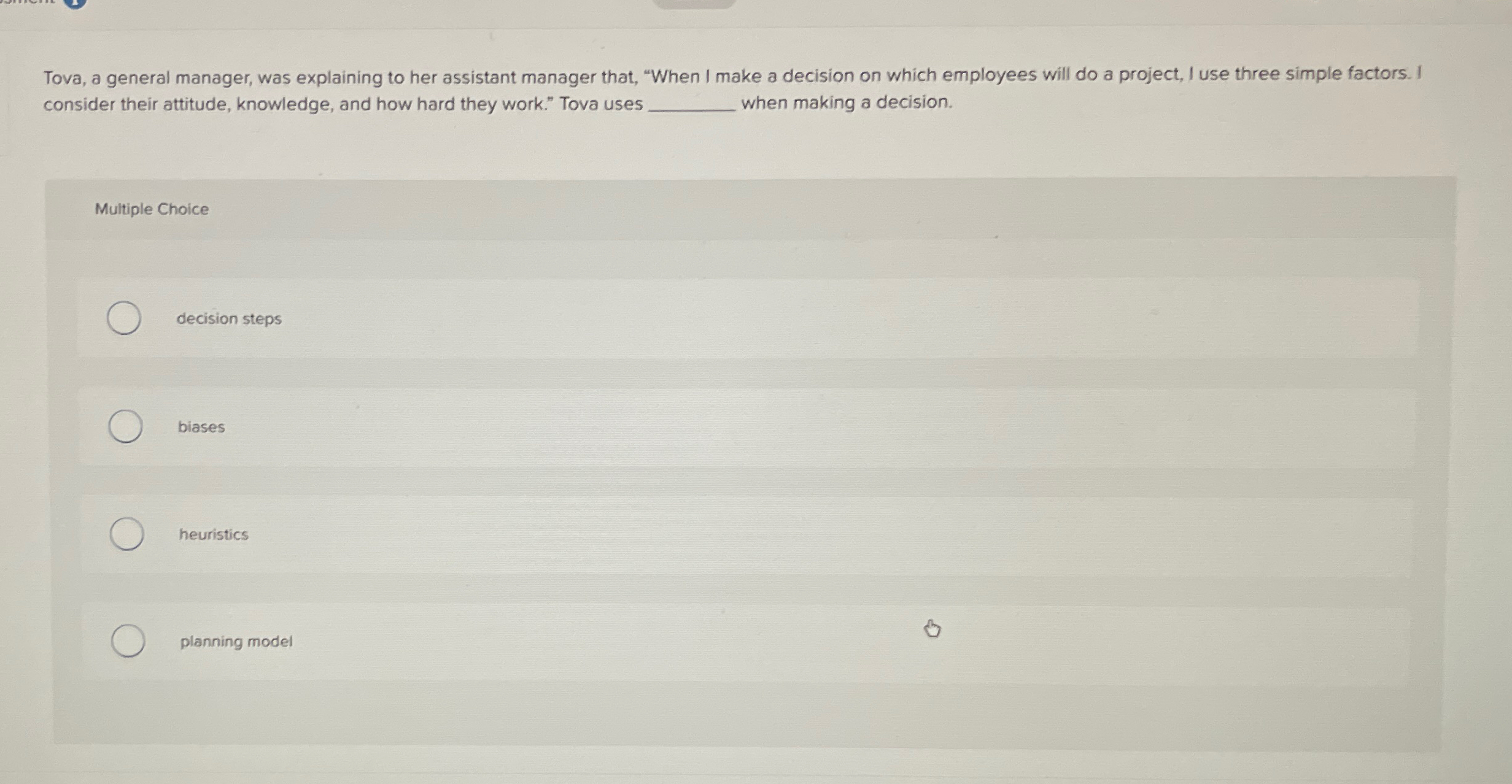  Tova, a general manager, was explaining to her assistant manager that,