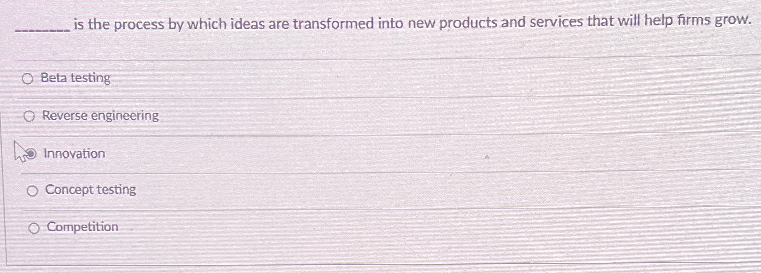  is the process by which ideas are transformed into new products