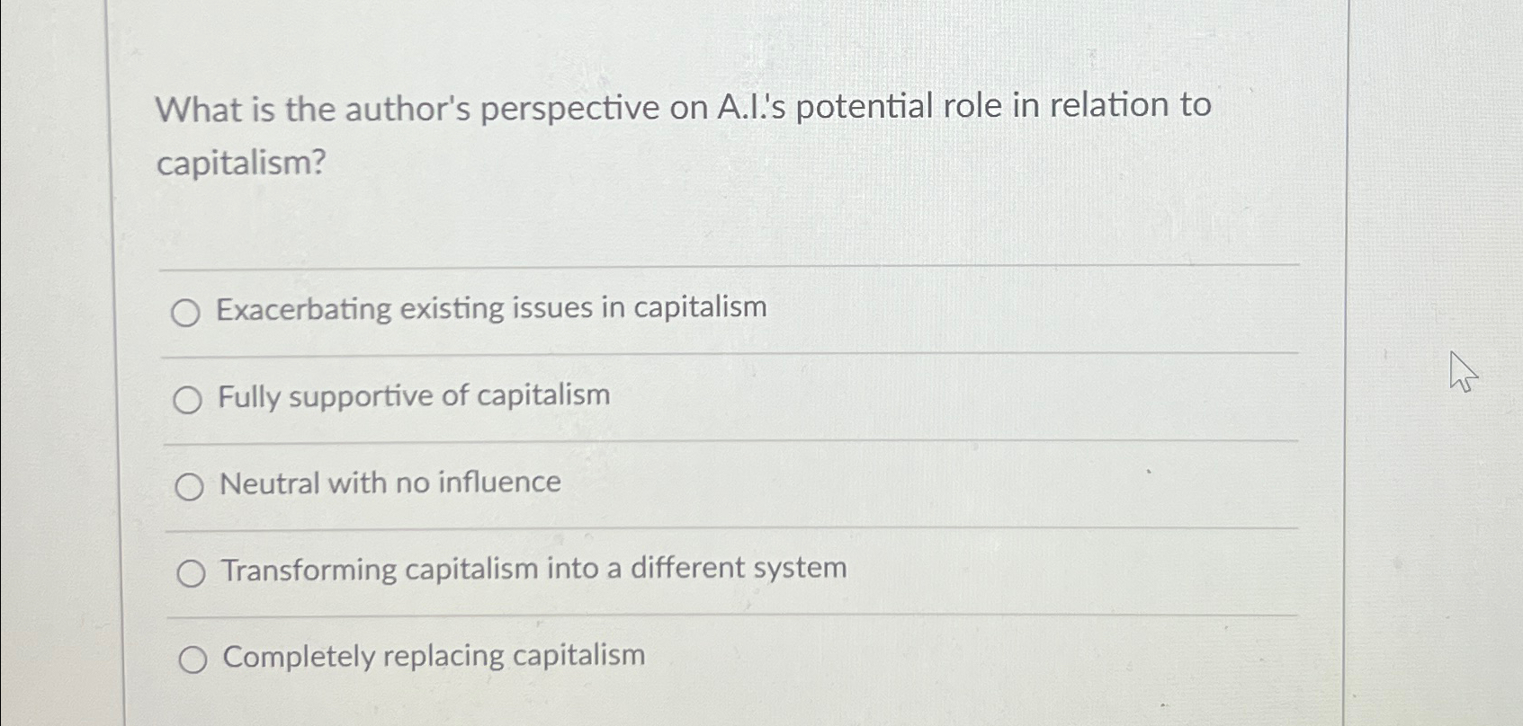  What is the author's perspective on A.I.'s potential role in relation