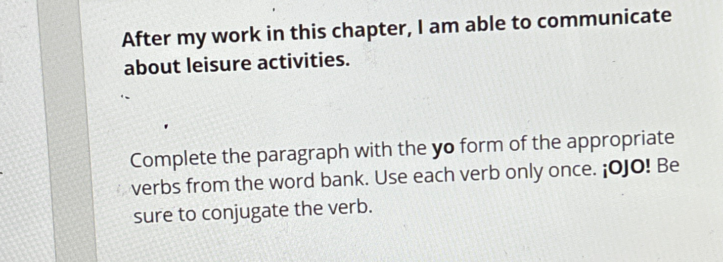  After my work in this chapter, I am able to communicate