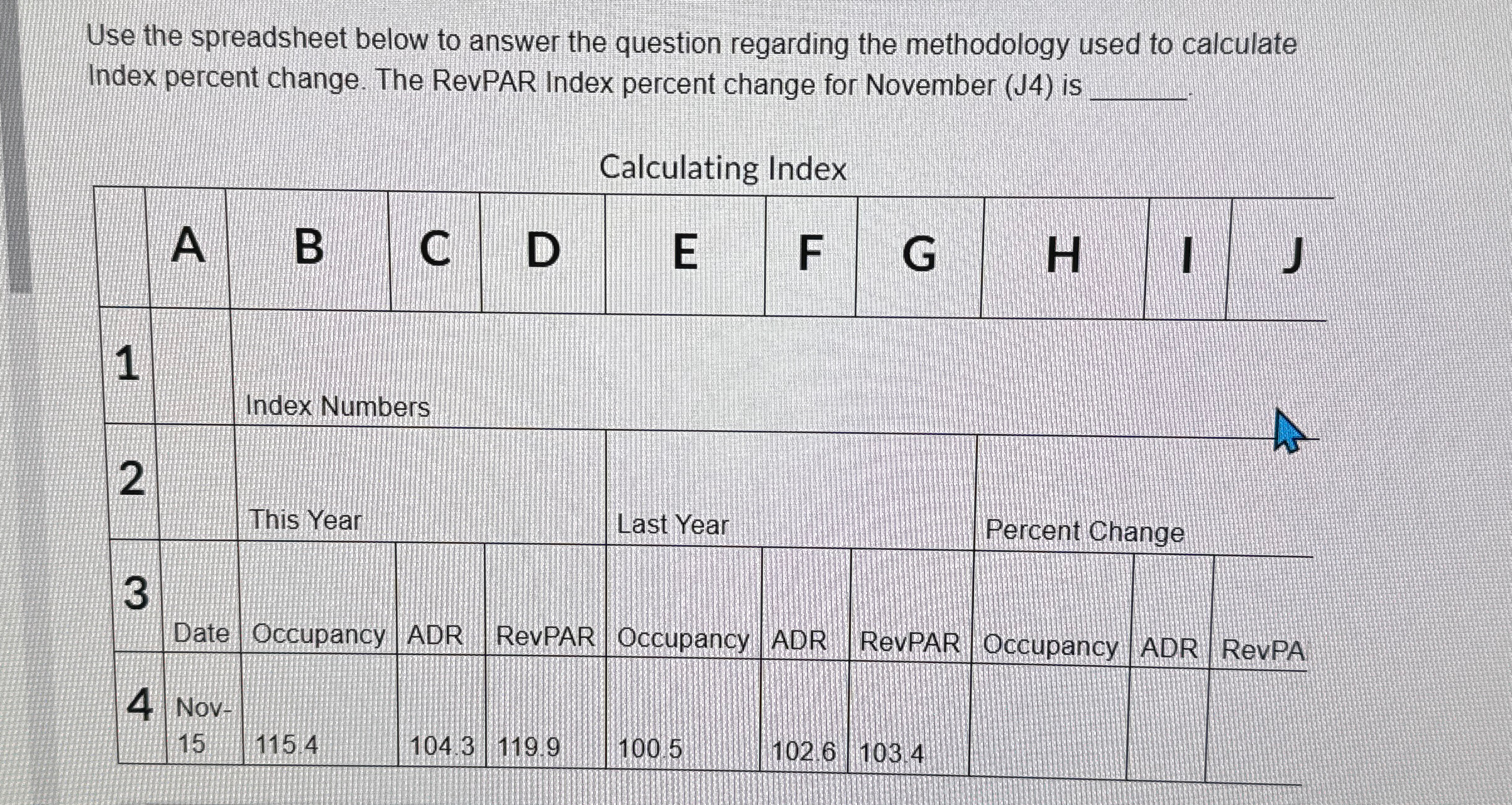  Use the spreadsheet below to answer the question regarding the methodology