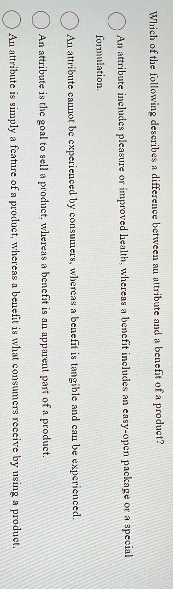  Which of the following describes a difference between an attribute and