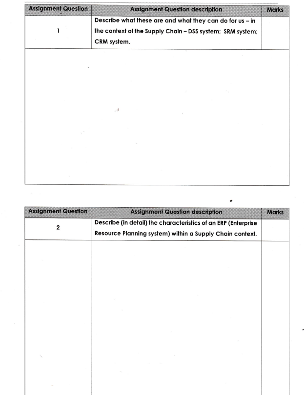 \begin{tabular}{|c|l|l|} \hline Assignment Question & \multicolumn{1}{|c|}{ Assignment Question description } &
